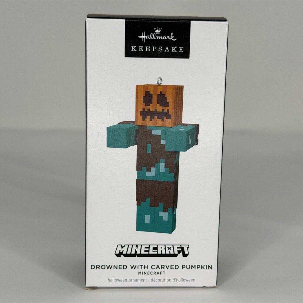 2024 Hallmark Minecraft Drowned Carved Pumpkin Keepsake Ornament Halloween Xmas